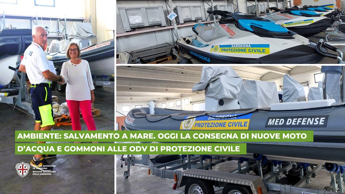 Ambiente: salvamento a mare, dopo l’incremento delle risorse a favore dei Comuni costieri e la riduzione dei tempi per l’assegnazione dei contributi ai Comuni, oggi la consegna di nuove moto d’acqua e gommoni alle odv di Protezione civile