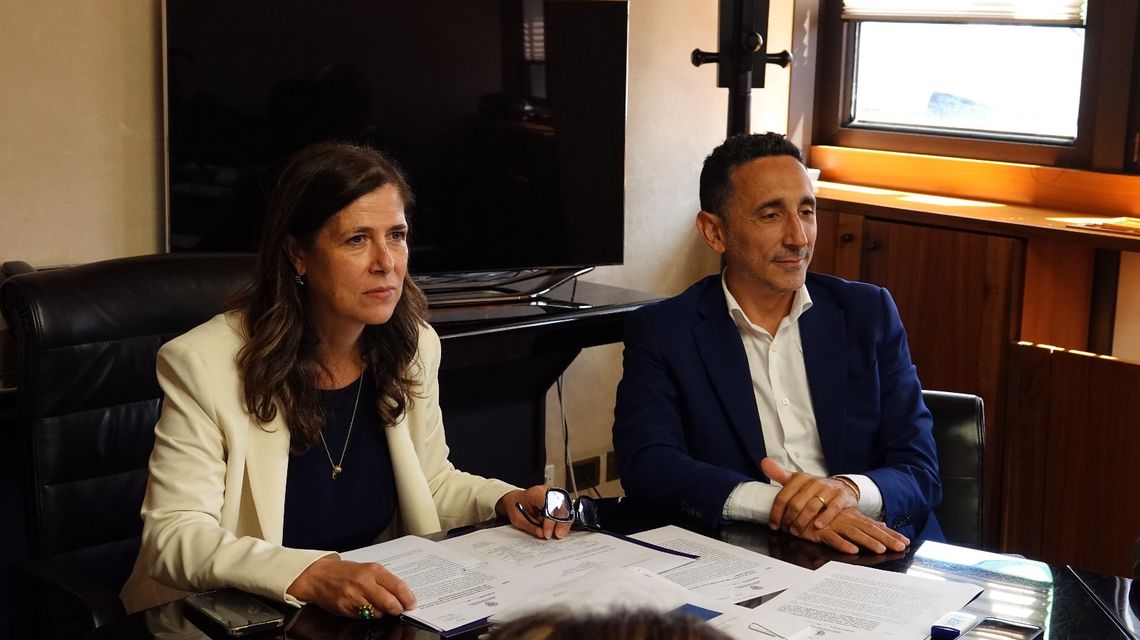 La presidente della Regione, Alessandra Todde, e l'assessore dei Lavori pubblici, Antonio Piu