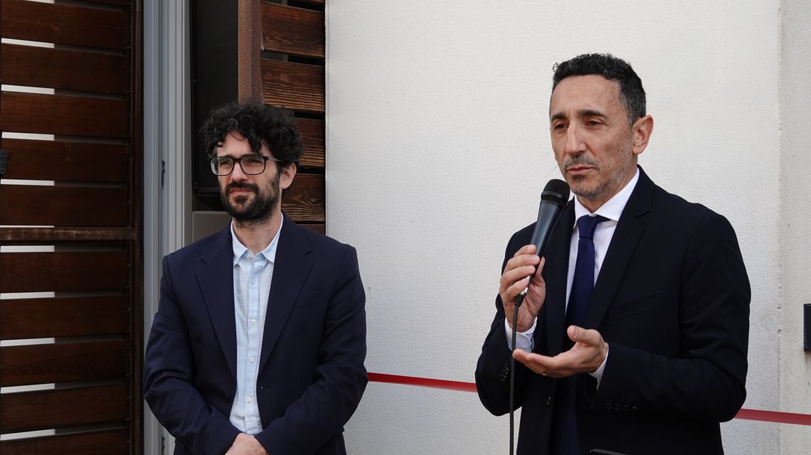 L'assessore dei Lavori Pubblici, Antonio Piu con Matteo Sestu, Amministratore Unico di AREA