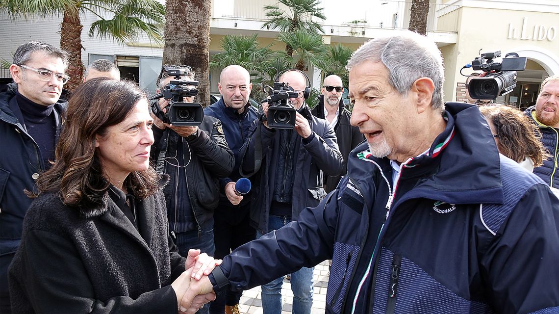 La presidente Todde e il ministro per la Protezione civile Nello Musumeci